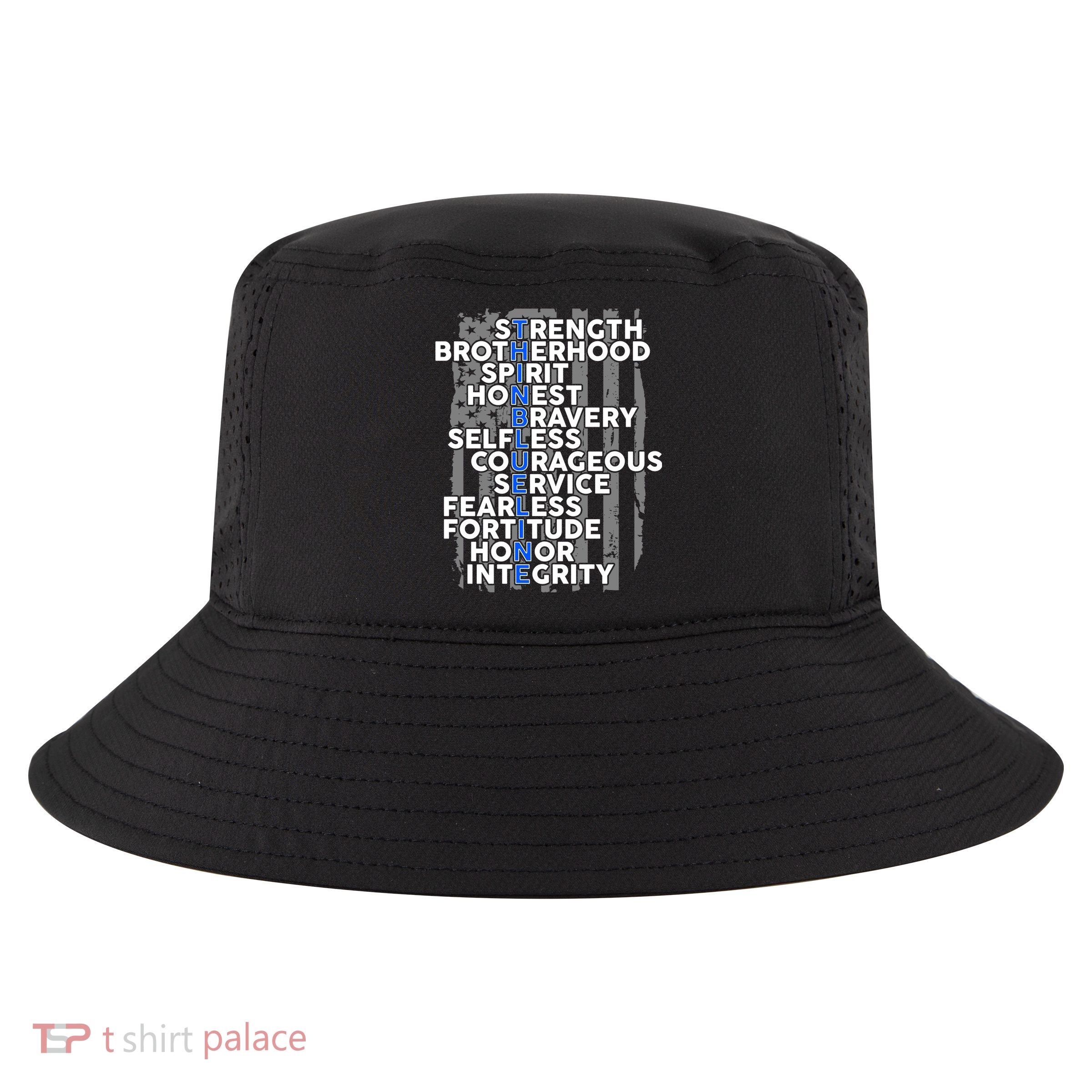 Support The Thin Blue Line US Flag Cool Comfort Performance Bucket Hat