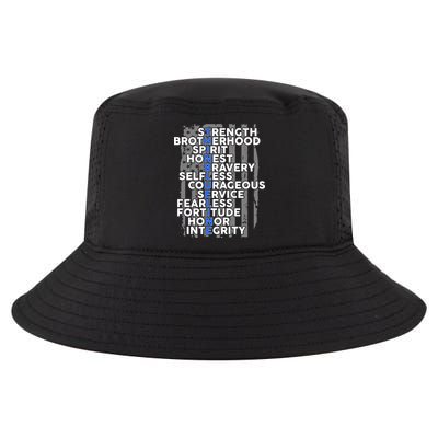 Support The Thin Blue Line US Flag Cool Comfort Performance Bucket Hat