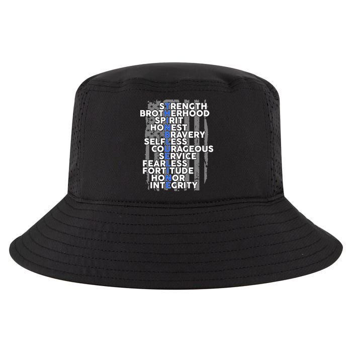 Support The Thin Blue Line US Flag Cool Comfort Performance Bucket Hat
