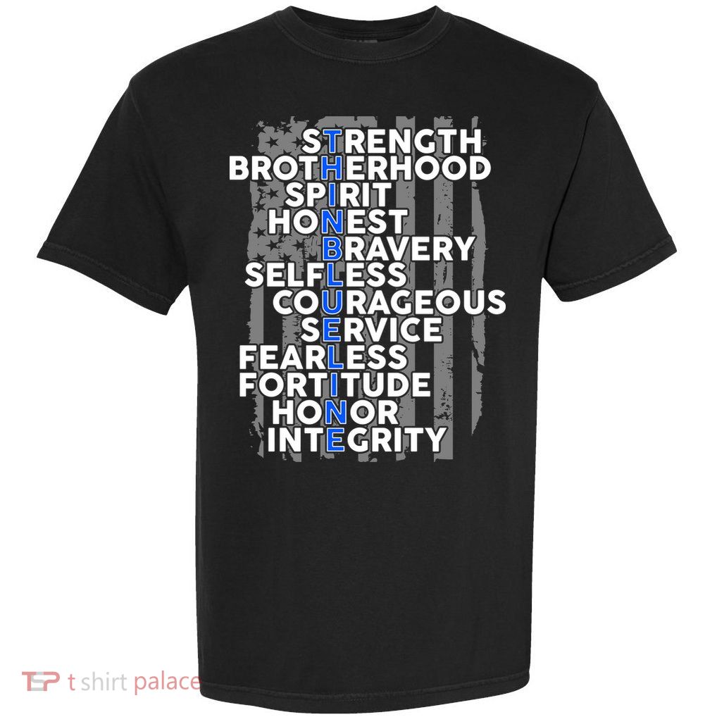 Support The Thin Blue Line US Flag Garment-Dyed Heavyweight T-Shirt