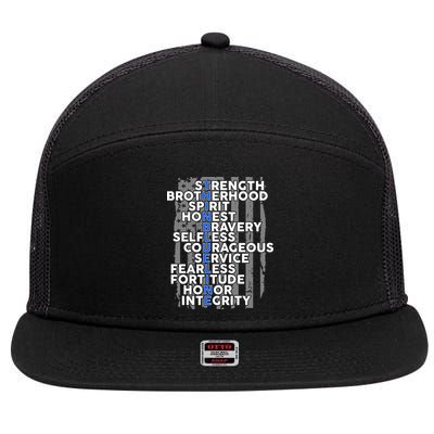 Support The Thin Blue Line US Flag 7 Panel Mesh Trucker Snapback Hat