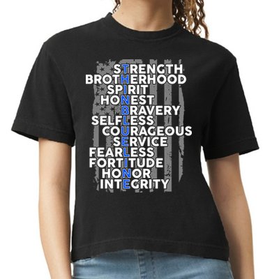 Support The Thin Blue Line US Flag Comfort Colors Boxy T-Shirt