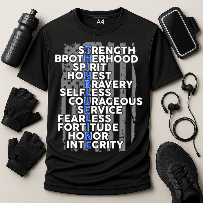 Support The Thin Blue Line US Flag Performance Shirt