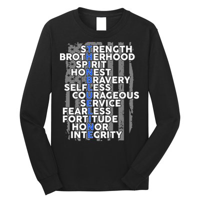 Support The Thin Blue Line US Flag Long Sleeve Shirt