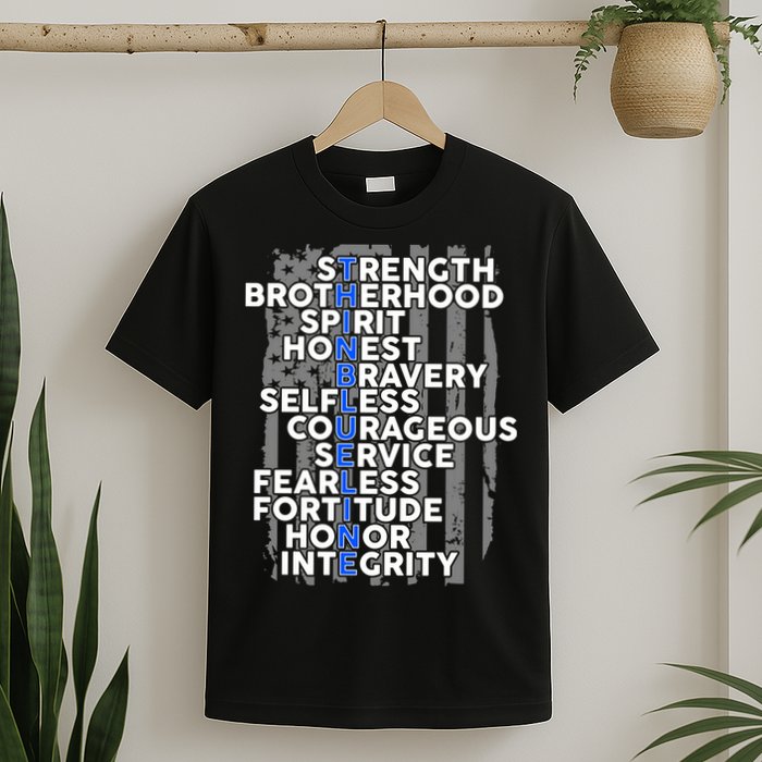 Support The Thin Blue Line US Flag T-Shirt