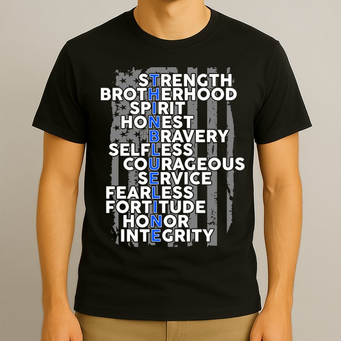 Support The Thin Blue Line US Flag T-Shirt