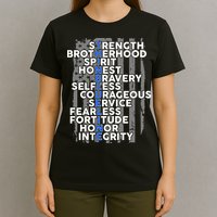 Support The Thin Blue Line US Flag T-Shirt