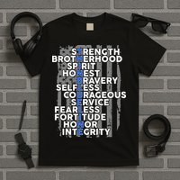 Support The Thin Blue Line US Flag T-Shirt