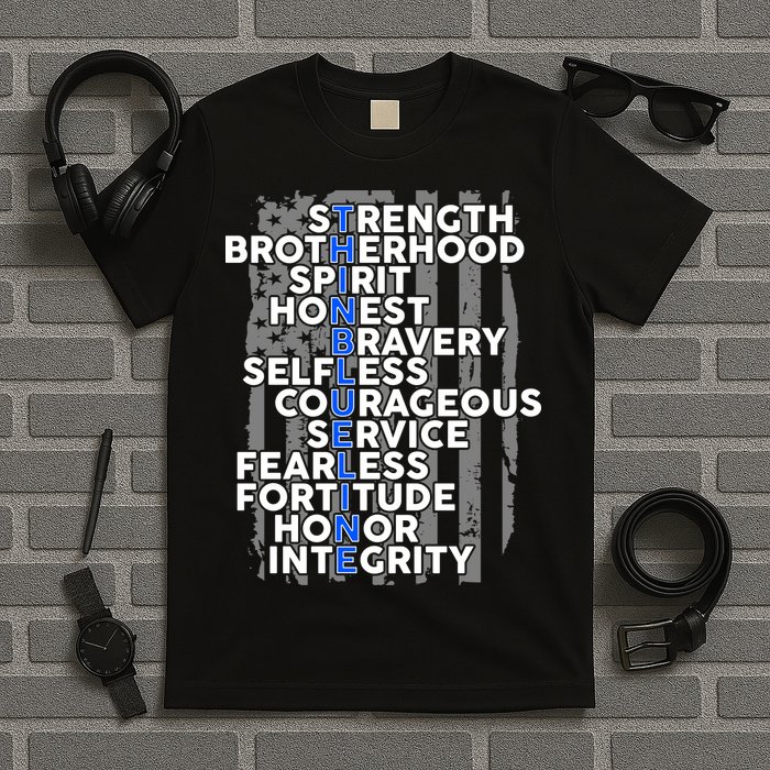 Support The Thin Blue Line US Flag T-Shirt