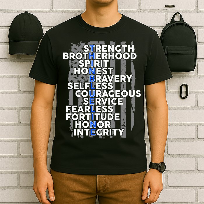 Support The Thin Blue Line US Flag T-Shirt