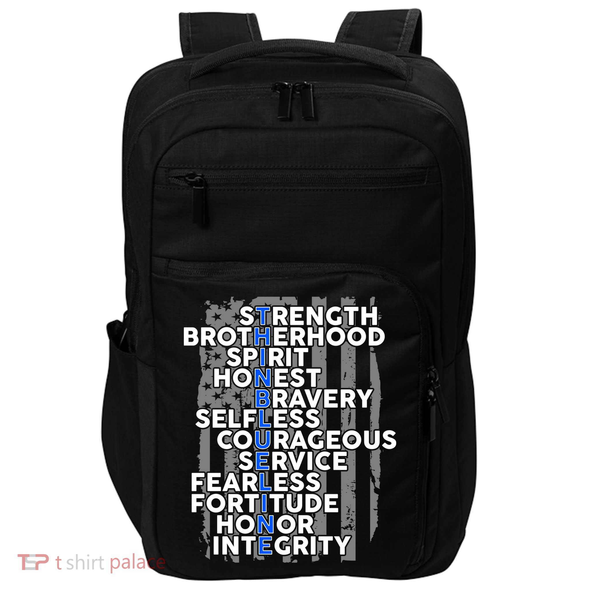 Support The Thin Blue Line US Flag Impact Tech Backpack