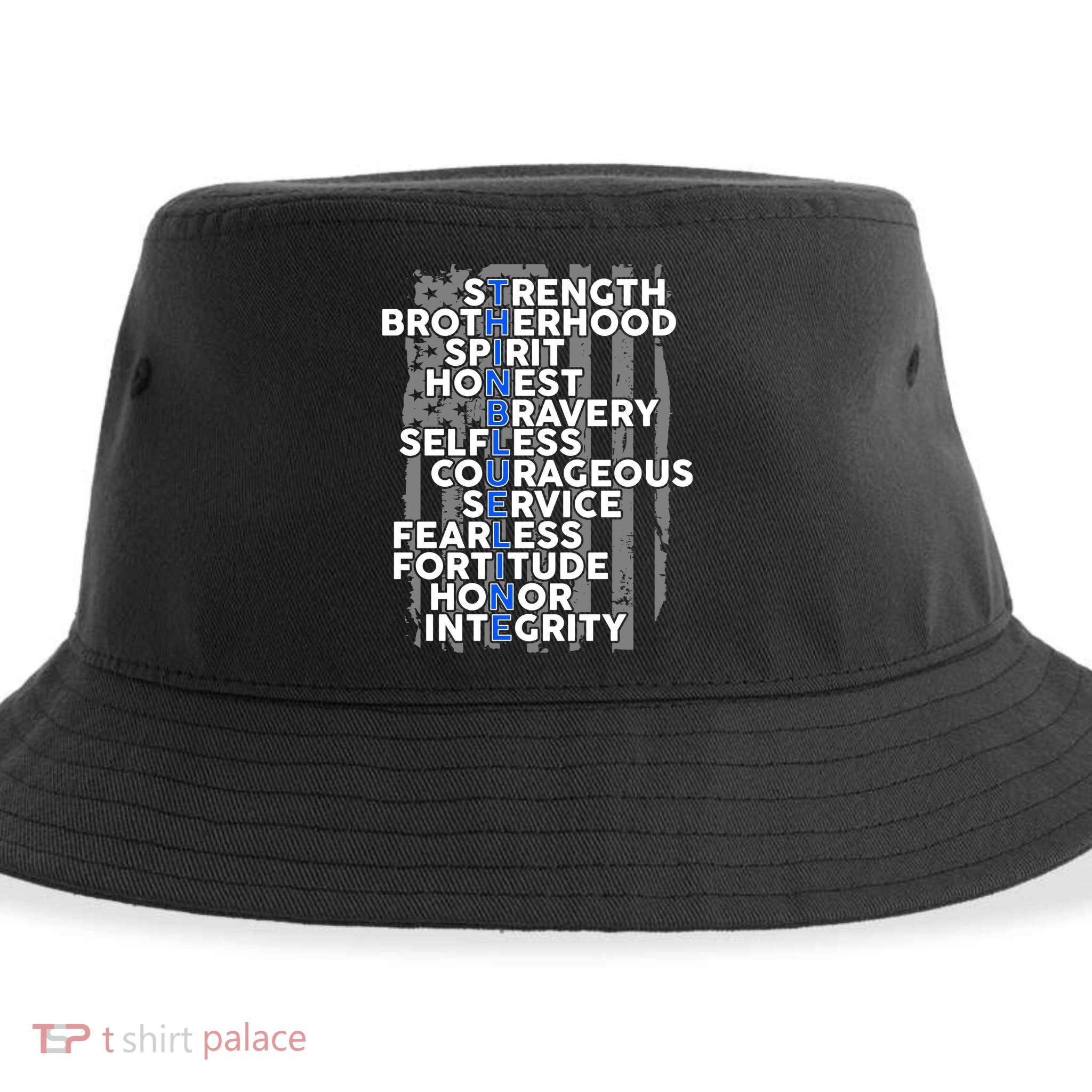Support The Thin Blue Line US Flag Sustainable Bucket Hat