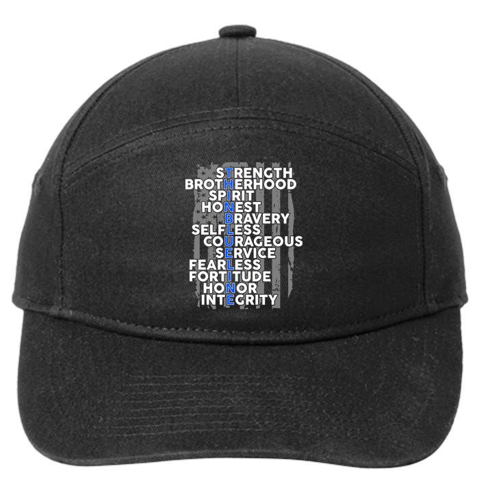 Support The Thin Blue Line US Flag 7-Panel Snapback Hat