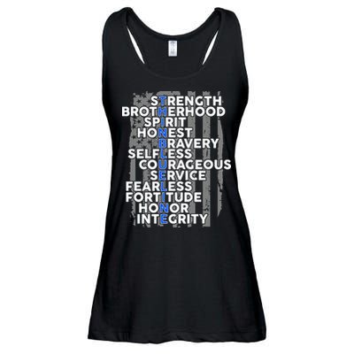 Support The Thin Blue Line US Flag Ladies Essential Flowy Tank