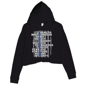 Support The Thin Blue Line US Flag Crop Fleece Hoodie