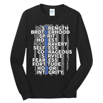 Support The Thin Blue Line US Flag Tall Long Sleeve T-Shirt