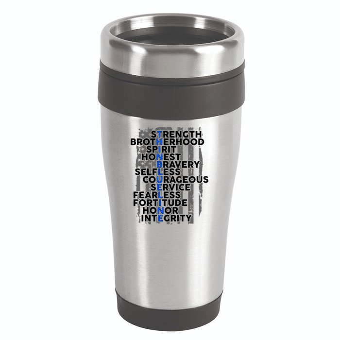 Support The Thin Blue Line US Flag 16oz Travel Tumbler