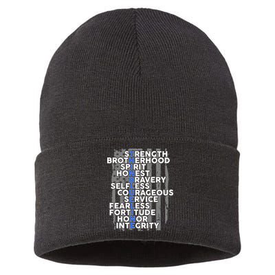Support The Thin Blue Line US Flag Sustainable Knit Beanie