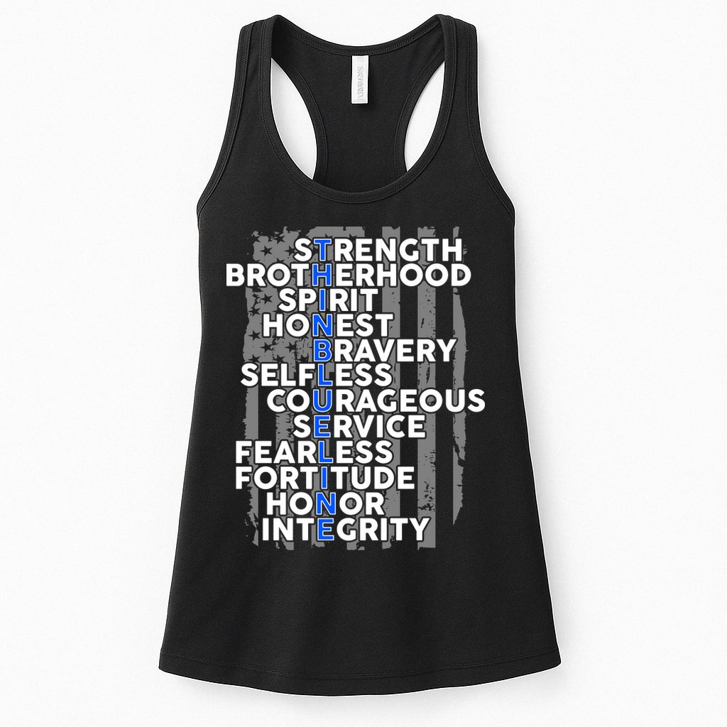 Support The Thin Blue Line US Flag Womens Tank Top