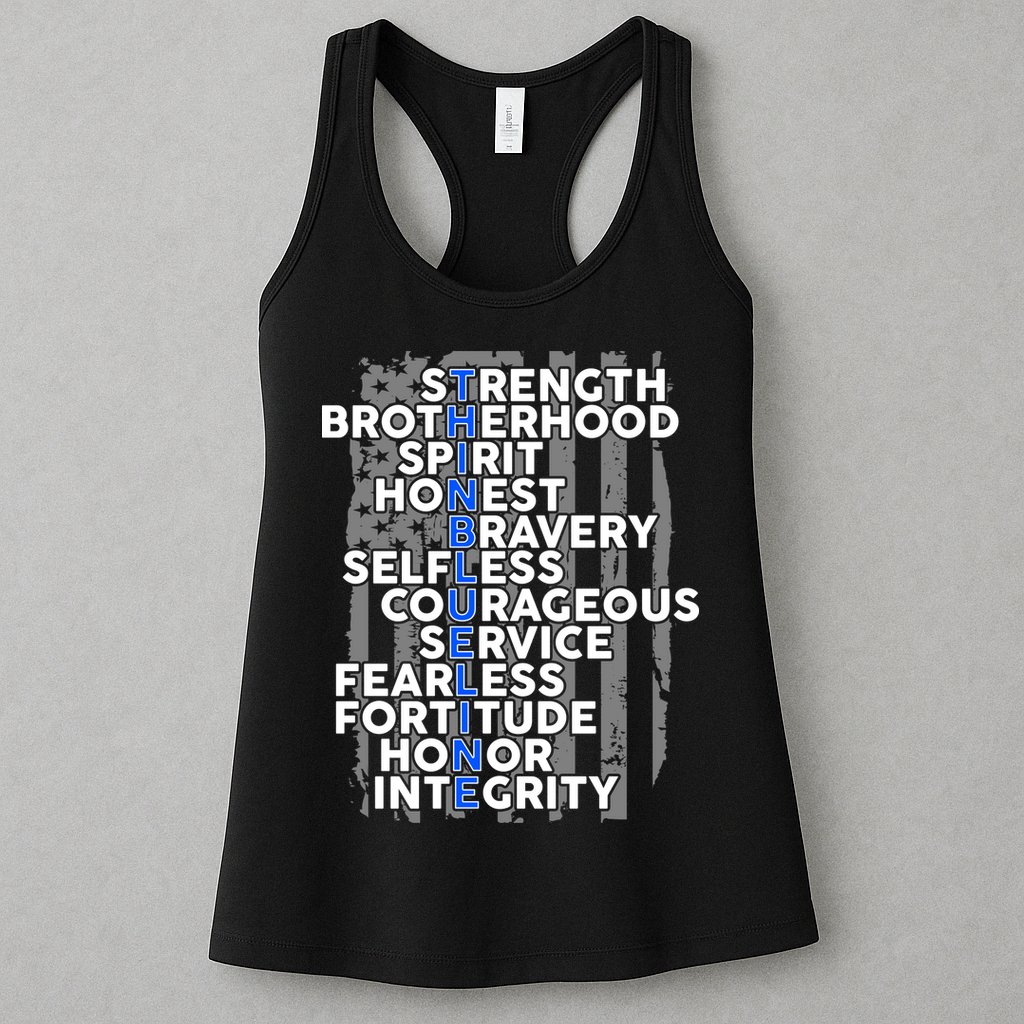 Support The Thin Blue Line US Flag Womens Tank Top