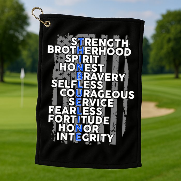 Support The Thin Blue Line US Flag Golf Towel