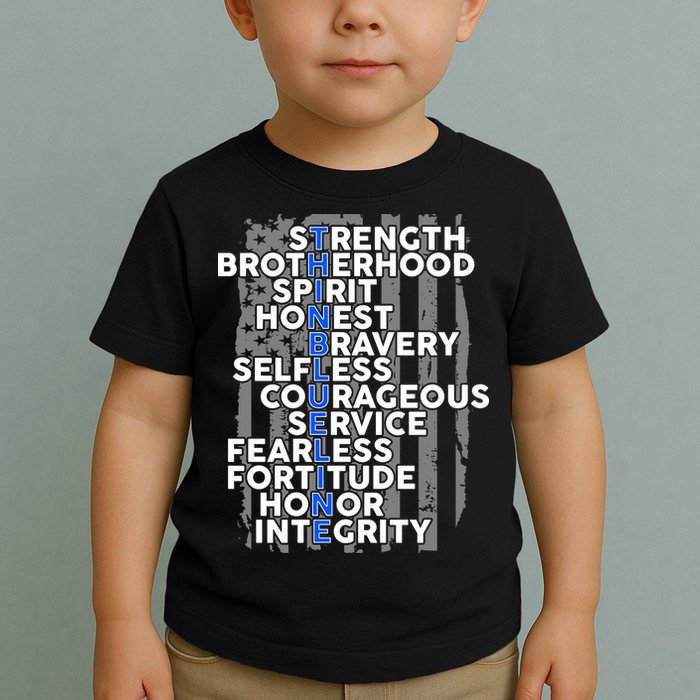 Support The Thin Blue Line US Flag Toddler T-Shirt