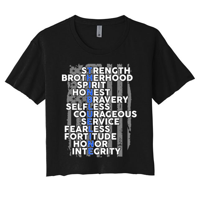Support The Thin Blue Line US Flag Crop Top