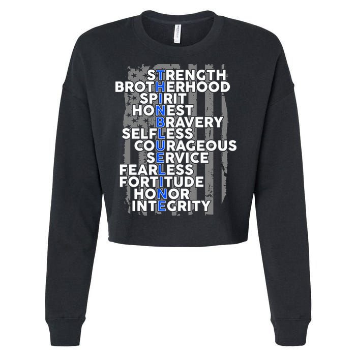 Support The Thin Blue Line US Flag Cropped Pullover Crew