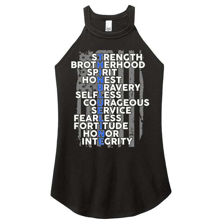 Support The Thin Blue Line US Flag Women's Perfect Tri Rocker Tank
