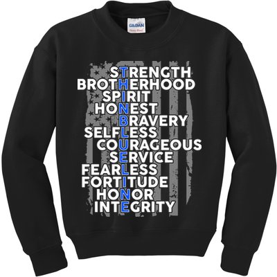 Support The Thin Blue Line US Flag Kids Sweatshirt
