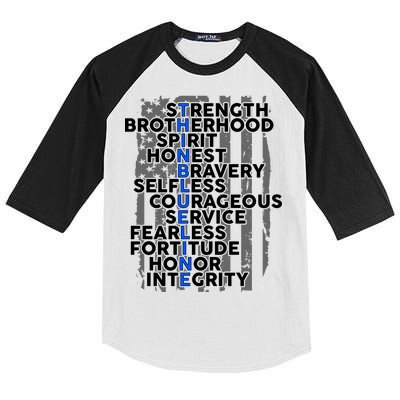 Support The Thin Blue Line US Flag Kids Colorblock Raglan Jersey