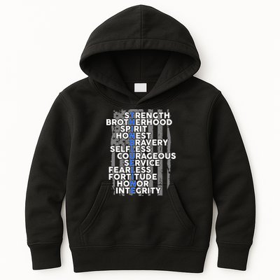Support The Thin Blue Line US Flag Kids Hoodie