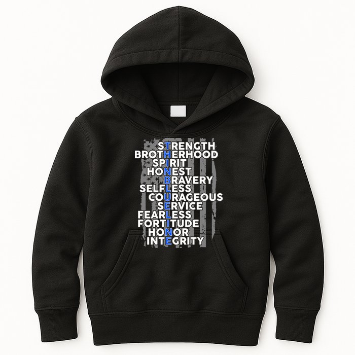 Support The Thin Blue Line US Flag Kids Hoodie