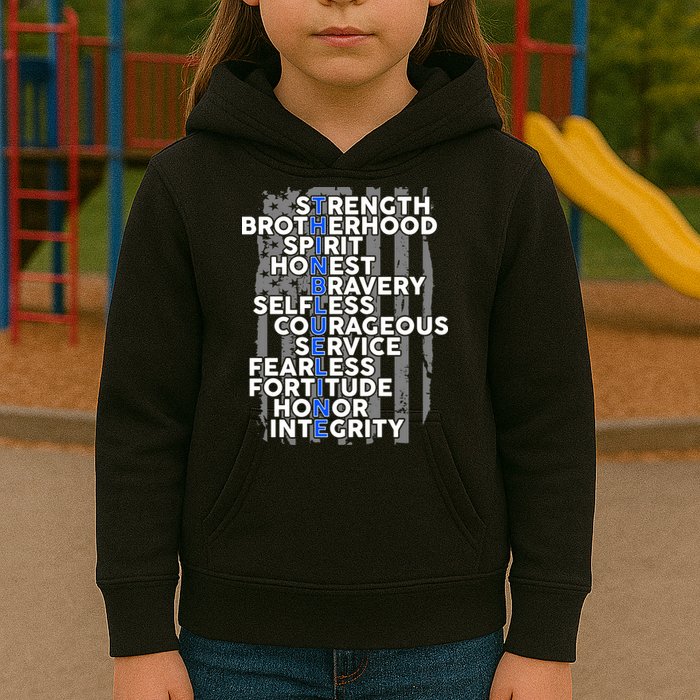 Support The Thin Blue Line US Flag Kids Hoodie
