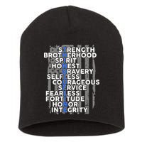 Support The Thin Blue Line US Flag Short Acrylic Beanie