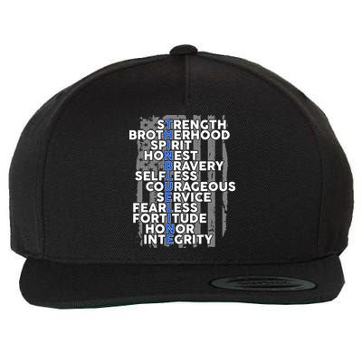 Support The Thin Blue Line US Flag Wool Snapback Cap