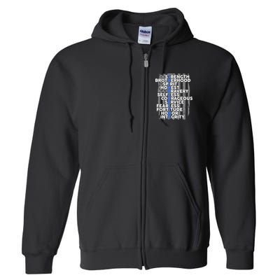 Support The Thin Blue Line US Flag Full Zip Hoodie