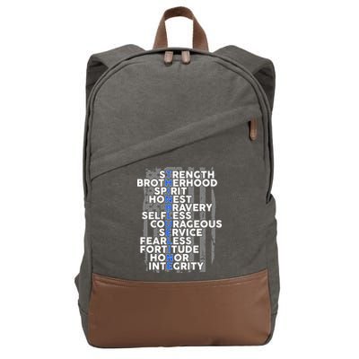 Support The Thin Blue Line US Flag Cotton Canvas Backpack