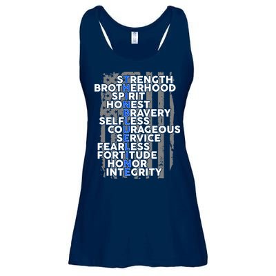 Support The Thin Blue Line US Flag Ladies Essential Flowy Tank