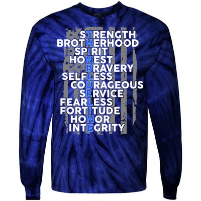 Support The Thin Blue Line US Flag Tie-Dye Long Sleeve Shirt