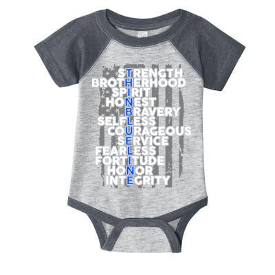 Support The Thin Blue Line US Flag Infant Baby Jersey Bodysuit