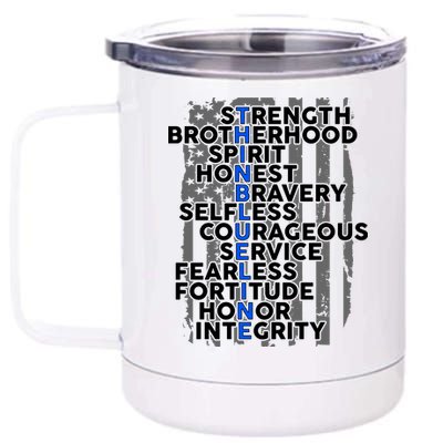 Support The Thin Blue Line US Flag 12 oz Stainless Steel Tumbler Cup