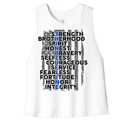 Support The Thin Blue Line US Flag Women's Racerback Cropped Tank