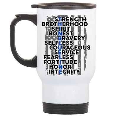 Support The Thin Blue Line US Flag Stainless Steel Travel Mug