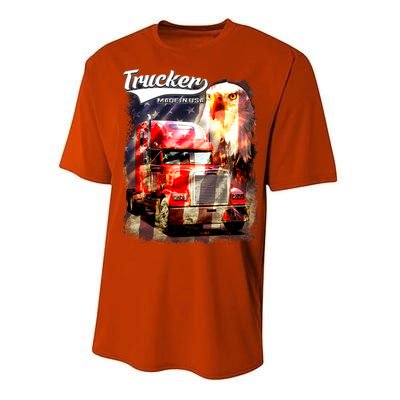 Support Trucker Made In USA Eagle Flag Performance Sprint T-Shirt