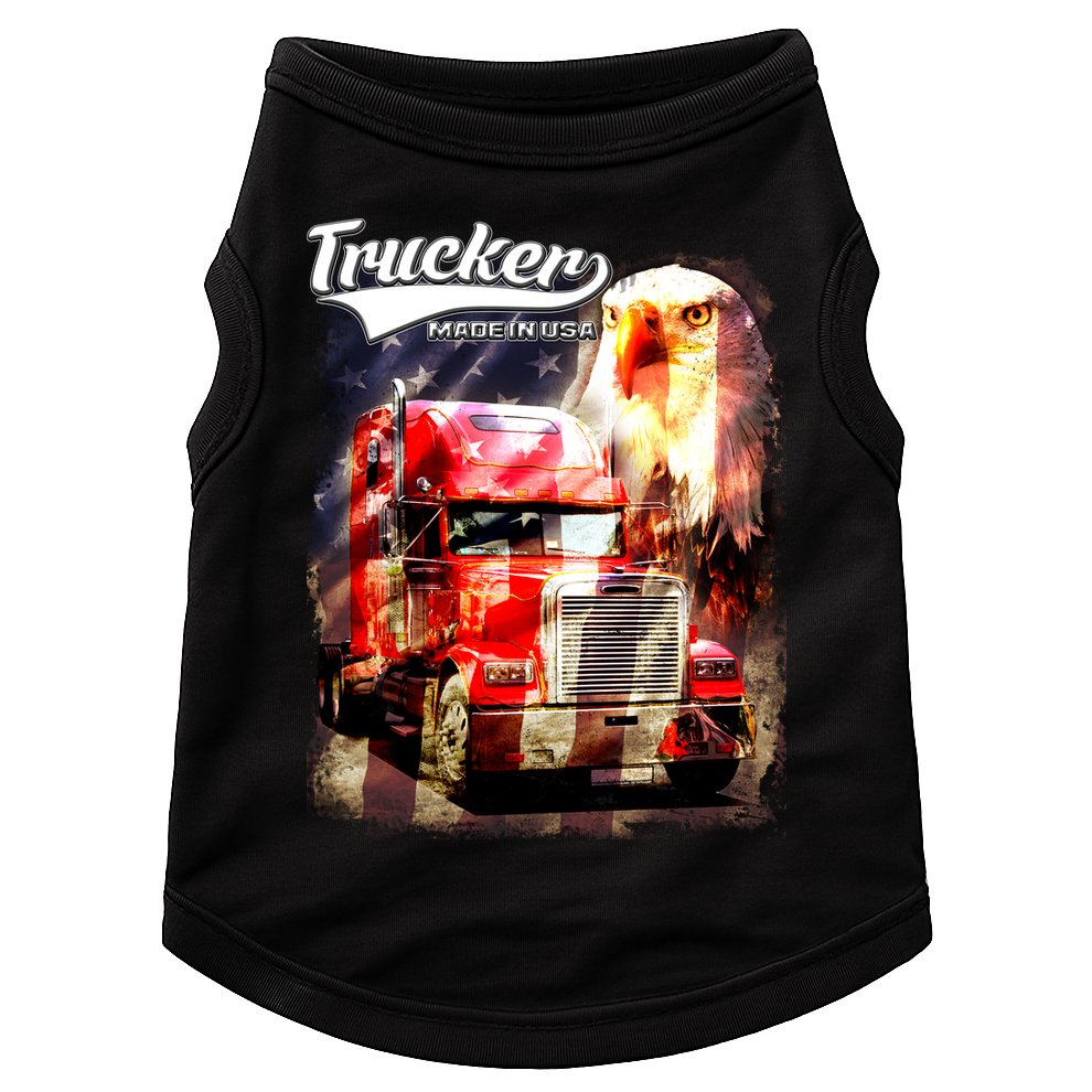 Support Trucker Made In USA Eagle Flag Doggie Tank