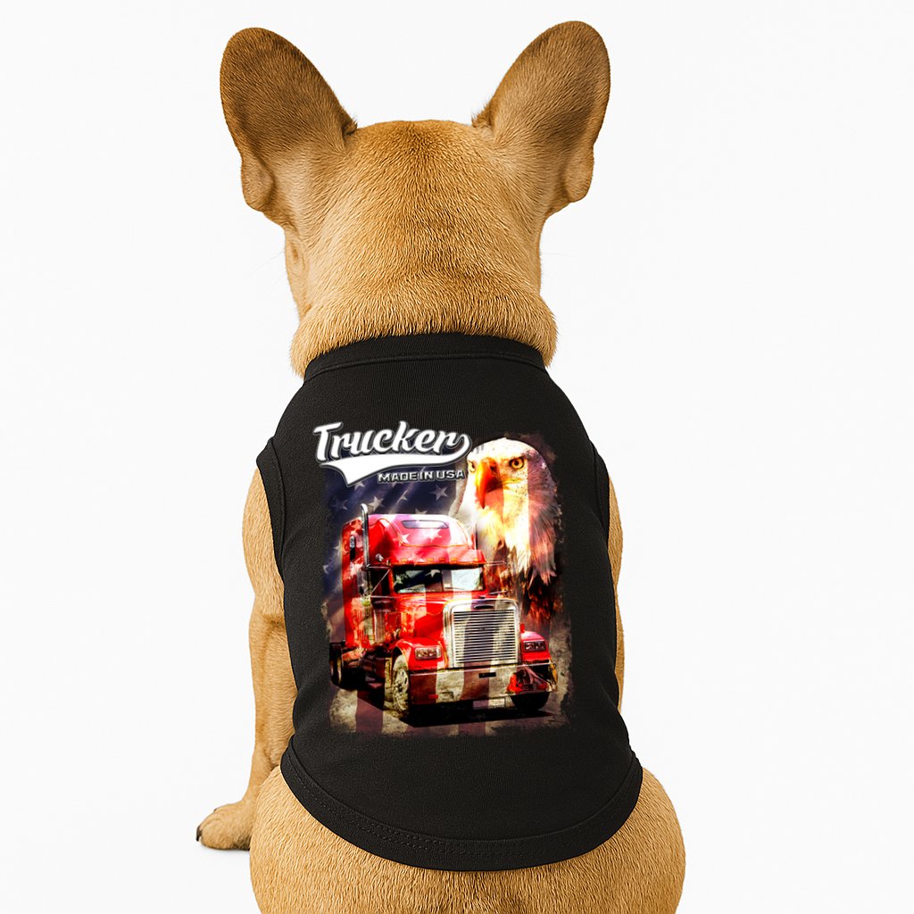 Support Trucker Made In USA Eagle Flag Doggie Tank