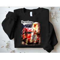 Support Trucker Made In USA Eagle Flag Sweatshirt