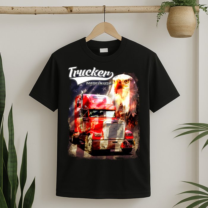 Support Trucker Made In USA Eagle Flag T-Shirt