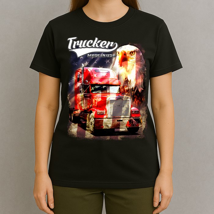 Support Trucker Made In USA Eagle Flag T-Shirt